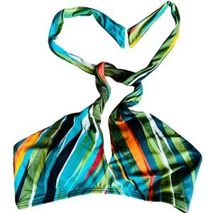 Vince Camuto Womens Striped Halter Bikini Top Multi Color Size XS NWT